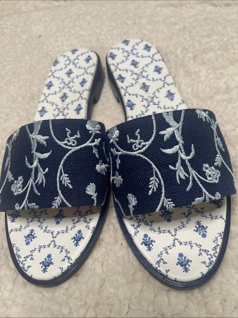 Hill House Hime -made i Embroidered Slide Mules - Women's Floral Slip-On